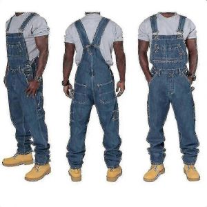 Salopette En Jean Grande Taille Pour Homme, Jean Tendance, Salopette Ample, Poches Multiples, Bretelles Reglables, Bon Etat - Neuf