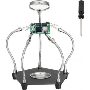 LETNERNY-Troisième Main De Soudure, Station De Soudage Avec 3X Loupe Et 4 Bras Flexible, 3Eme Main D'Aide À Souder Troisième Support Pour Réparation Électronique Modelisme Artisanat Bijoux - Neuf