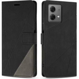 Kal-Coque Pour Moto G84 5g, Protection Housse Etui En Cuir Pu Portefeuille Avec Emplacements Cartes Et Fonction Support Pour Moto G84 5g, Noir - Neuf