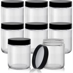 Cmws-Bocal En Verre Avec Couvercle Noir En Plastique (Lot De 8) - Bocal En Verre Hermétique 240 Ml Pour Cuisine & Déco Intérieure - Bocaux Conservation Pour Aliments, Farine, Café & Épices - Neuf