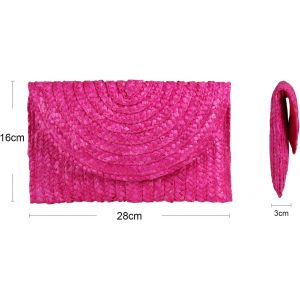 Sac &agrave; Main de Soir&eacute;e en Paille tress&eacute;e pour Femme Pochettes de F&ecirc;te Mariage Paille d'&eacute;t&eacute; Sac de Vacances Plage - Neuf