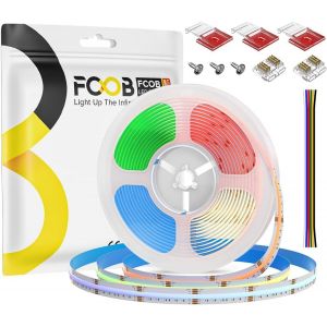 Cob Rgbcct Bande Led Rgb+Cct 16.4Ft/5M Dc24V 840Leds/M 18W/M Ip30 Cri90+ Multicolore Accordable R&eacute;glable Flexible Haute Densit&eacute; Pour Diy D&eacute;coration(Ne Contient Pas D'Alimentation&iquest;C[RUB9223471] - Neuf
