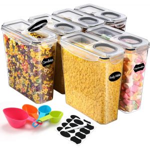 Loc-Bo&icirc;te De Rangement Cuisine Lot De 6,3.7l Sans Bpa Bo&icirc;tes Conservation Alimentaire En Plastiqueavec Couvercle,Bo&icirc;te Hermetiques Alimentaires Avec &Eacute;tiquettes Pour C&eacute;r&eacute;ales Et Aliments - Neuf
