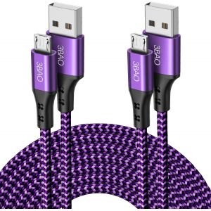 JGD-C&acirc;ble micro USB 3 m 3 m - En nylon tress&eacute; - C&acirc;ble de charge USB Android compatible avec Samsung Galaxy S7 S6 S5 J7 Note 5, Huawei, Kindle, manette PS4, tablettes Fire HD, HTC, Nokia - Neuf