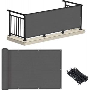 Ulteronixshop-Brise-Vue pour Balcon de 0,9 x 3 m &iquest; Charbon de Bois (HDPE) &iquest; Protection UV &iquest; R&eacute;sistant aux intemp&eacute;ries &iquest; Hauteur de 0,9 m &iquest; pour terrasse, Jardin, Piscine ext&eacute;rieure, Porche, Balustrad - Neuf