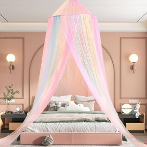 Moustiquaire De Lit,Ciel De Lit Fille,Arc-En-Ciel Moustiquaire Pour Lit Double Simple,Ciel De Lit Enfant Pour Voyage Et Maison Indoor Outdoor - Neuf