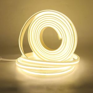 Cob Bandes &Agrave; Led 220V, 280Leds/M Ip65 &Eacute;tanche Super Lumineux Bandeau Led Flexible Pour Armoire, Cuisine, Maison, Chambre &Agrave; Coucher, D&eacute;coration Int&eacute;rieure Diy (Blanc Naturel, 10M)[RUB9225032] - Neuf