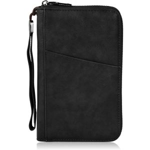 TRAHOO-Portefeuille Porte-Passeport Portefeuille Passeport Cuir PU Portefeuille de Voyage Familial Prot&egrave;ge Passeport avec Blocage RFID Porte-Document Pochette pour Femme Homme Cartes de Cr&eacute;dit (Noir) - Neuf