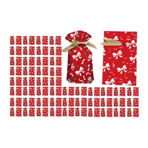 Lot de 50 sachets &agrave; bonbons de No&euml;l avec fermeture &agrave; cordon pour cadeaux et friandises des f&ecirc;tes - Neuf
