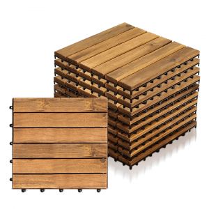 44x Dalles de terrasse en bois d'acacia pour 30 x 30 cm Jardin ext&eacute;rieur sol ext&eacute;rieur<br/>d&eacute;coupe possible - Neuf