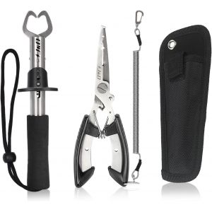 Fishing Piners Et Fish Lip Gripper Set,Multi-Fonctionnel Acier Inoxydable Pêche Pince Engins Crochet Remover Outil Avec Sécurité Enroulé Avec Gaine Et Longe Pour Eaux Douces Pêche En Eau Salée[B2014] - Neuf