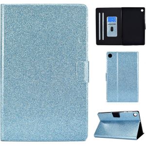 Étui Pour Huawei Matepad T8 (8,0 Pouces) Pu Cuir Housse Flip Coque Avec Built Stand Et Magnétique Fermeture Portefeuille Brillant Bling Bling Protection Cas,Bleu - Neuf