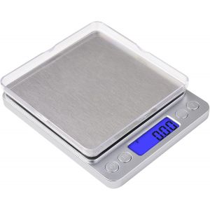 Kalanka-Balance De Pr&eacute;cision 500g 0.01g, Balance De Cuisine Balance De Poche Balances De Bijoux, Haute Pr&eacute;cision Balance &Eacute;lectronique, &Eacute;cran Lcd R&eacute;tro&eacute;clair&eacute;, Fonction Tare Et Pcs, Avec Plateau - Neuf