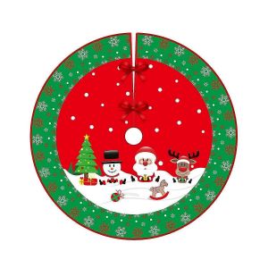 Jupe de sapin de No&euml;l ronde de 90 cm - Tapis de sapin en velours avec P&egrave;re No&euml;l et bonhomme de neige, id&eacute;al pour d&eacute;corer votre sapin de No&euml;l et votre int&eacute;rieur pendant les f&ecirc;tes. - Neuf