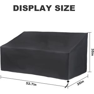 Housse Banc Patio Housse Meuble Banc Tissu Oxford Etanche Anti Vent Pour Meuble 2 Places Exterieur Jardin Parc Patio Canape Jardin Bancs Noir 134x66x89 69cm - Neuf