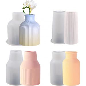 4 Pi&egrave;ces Moule En Silicone Vase &Agrave; Fleurs En R&eacute;sine Pour La Fabrication De Vases &Agrave; Fleurs, Porte-Stylos Blarond Moderne - Neuf