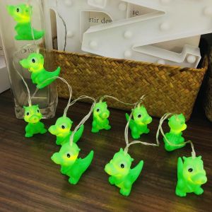KAL-Chambre D'Enfant Animaux Dinosaure Guirlande 10 Leds Lumières Décoratives Lumière Lisiadrament Enfants Lumières De Nuit Pour École Jardin Kid Room Pâques (1,65 M/10 Led, Grands Yeux Dinosaure) - Neuf