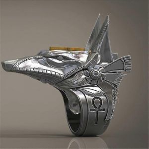 Classique Et À La Mode Égypte Ancienne Pharaon Anubis Dieu Tête De Loup Bague Anniversaire Bijoux Cadeaux Eatop - Neuf