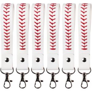 KAL-6 Porte Clés En Cuir Pu Avec Dragonne Pour Baseball Sport Softball Pour Téléphone Voiture Portefeuille Porte Monnaie Breloques Pour Hommes Et Femmes (Jaune) - Neuf
