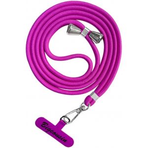 Tour De Cou Telephone Universelle,R&eacute;glable Amovible En Nylon Pendentifs Collier De Longe Porte-Cl&eacute;s Cordon Pour Plupart De T&eacute;l&eacute;phones Intelligents,Rose Violette - Neuf