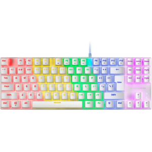 MK80 Blanc, Clavier Gaming M&eacute;canique TKL FRGB, Antighosting, Switch M&eacute;canique Rouge, Langue US - Neuf