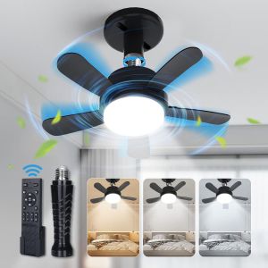 Ventilateur De Plafond Avec Lumière, Ø38cm Mini Télécommande Ventilateurs De Plafond Silencieux Avec Éclairage Led, 6 Vitesses, 3 Couleurs Dimmables, Été-Hiver, Douille E26/E27, Minuterie - Neuf