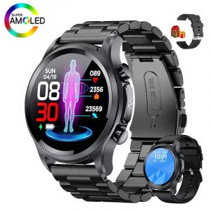 Mesure Professionnelle Ecg+Ppg Montre Intelligente Hommes Tension Art&eacute;rielle Et Fr&eacute;quence Cardiaque Smartwatch Pour Xiaomi Hd Appel Sport Tracker 2025.Black Steel.Ecg Ppg - Neuf