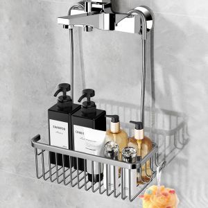 &Eacute;tag&egrave;re de Douche Sans Per&ccedil;age Gris, Support de Shampoing pour Douche en Aluminium Rangement et Organisation de la Salle de Bain pour Salle Bain - Gris / 31 x 12 x 38 cm - Neuf