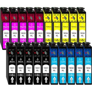 20 cartouches d'encre XL Noir,Cyan,Magenta,Jaune NEUF en kit remplacer Epson N &deg; 16 N &deg; 16 x l Convient pour: Epson WorkForce 2010,WF-de 2510,WF 2520,WF 2530,WF 2540,de 2650,2630,2760 - Neuf