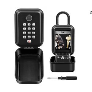 Boite a Clefs Securisee Exterieur avec Crochet, Grande Boitie a Cle avec Code 12 Chiffres Boite &agrave; Cl&eacute; S&eacute;curis&eacute;e, Etanche Bo&icirc;te &agrave; Cl&eacute;s sans Installation pour Maison Garage &agrave; L'&eacute;cole - Neuf