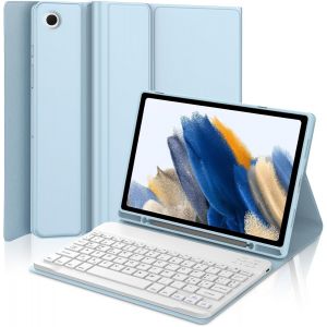 Étui Avec Clavier Pour Samsung Galaxy Tab A8 10.5"" 2022,Italien Qwerty Clavier Bluetooth Amovible Magnétique Pour Tab A8 2021 (Sm-X200/X205/X207),Bleu Clair.[Q432] - Neuf
