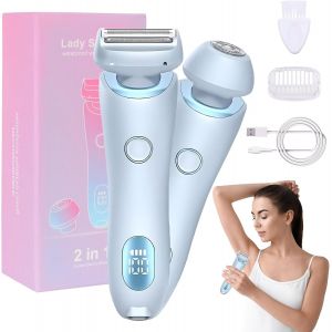 Rasoir Electrique Femme, Tondeuse Intime Femme Epilateur Maillot Double T&ecirc;te 2 En 1, Rechargeable Tondeuse Bikini Femme &Eacute;tanche Ipx7 Epilateur Pour Maillot, Visage, Aisselles, Jambes, Bras, Corps - Neuf