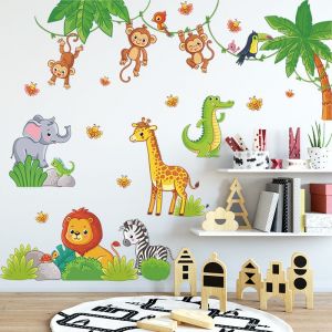 Stickers Muraux Animaux De La Jungle, La Vigne, Le Koala, Le Lion, Le Singe, La Paresse, La Décoration Murale Chambre Enfant, Bébé, Chambre D'enfant, Salle De Séjour - Neuf