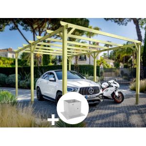 Carport En Bois Nanterre 510 X 300 Cm + 6 Supports Surélevés - Maderland - Neuf