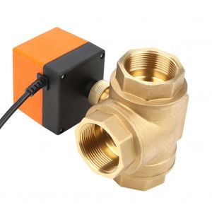 Vanne a boisseau spherique motorisee electrique en laiton, 3 voies, 3 fils, 2 points, 24 V CC G1-1/2 DN40 - Neuf