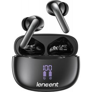 Casques Et Écouteurs Sans Fil Bluetooth 5,3 Casque Stéréo Étanchéité Ipx5 Ecran D'Alimentation Led Oreillette Intra-Auriculaires Micro Intégré Pour Téléphone Autonomie 30H Coque Argentée - Neuf