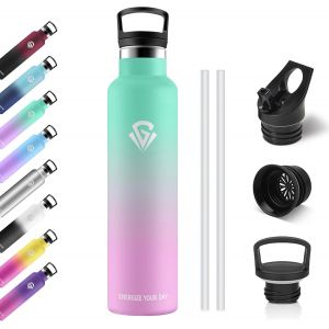 Gourde Isotherme 1l,Bouteille D'eau Acier Inoxydable,Étanche Et ,Bouteille Isotherme Sans Bpa,Gourdes Avec Paille,Bouteille D'eau Pour Jogging,L'école,Camping,Randonnée,Gym - Neuf