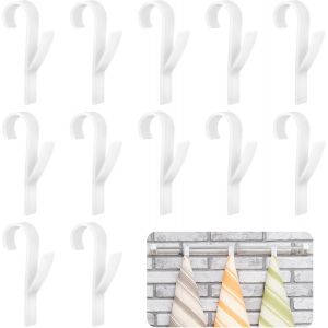 12 Pcs Crochet Radiateur Seche Serviette,Blanc Crochet Serviette Salle de Bain,Patere Seche Serviette Plastique,Multifonctions Porte Serviette Radiateur pour Serviettes,Chapeaux - Neuf