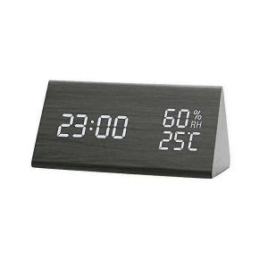 Réveil numérique en bois,horloge de table led avec affichage de l'humidité et de la température Usb Power Connectio - Neuf
