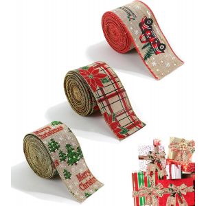 Kal-3 Ruban De No&euml;l En Satin Rubans, Ruban Pour Cadeau De Noel, D&eacute;corations De Noel Cadeaux D'art De Vacances Bricolage Artisanat - Neuf