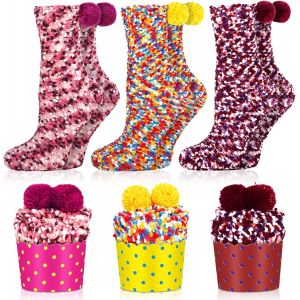 Jgd-Chaussette De Noel,3 Paires Fantaisie Femme Chaussettes,Cupcake G&acirc;teau Chaussettes,Fille Chaussettes Hiver,Mignonnes Chaussette Noel,Hiver Chaussette Chaud,Confortables,Femme Cadeaux (36-42) - Neuf