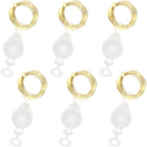 JGD-6x 20 LED Guirlande Micro LED 2M Mini Fils Argent Alimente par Pile Decos pour Fete Mariage Noel Jardin Interieur Multicolore(Blanc chaud) - Neuf