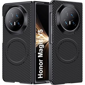JGD-Coque pour Honor Magic V5 avec Aimant Int&eacute;gr&eacute;, Protection Anti-Choc et Anti-Rayure, Design Antid&eacute;rapant - Housse Magn&eacute;tique pour Honor Magic V5 - Noir - Neuf