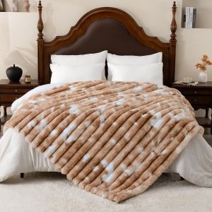 Ulteronixshop-Couverture de Canap&eacute; Chaud - Plaid Canape Grande Taille, Couvre Lit Super Doux, Jete de Canape L&eacute;ger,Fausse Fourrure de Lapin, Tie-Dye Marron - Neuf