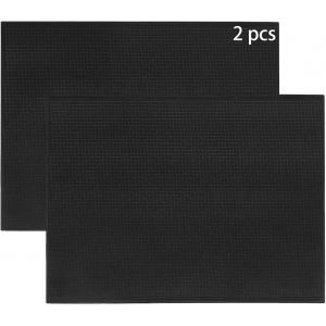 KALANKA-Tapis de s&eacute;chage, microfibre, s&eacute;chage rapide, 2 pi&egrave;ces Tapis d'&eacute;gouttement de la vaisselle pour la cuisine, accessoires de table, lavage en machine Noir - Neuf