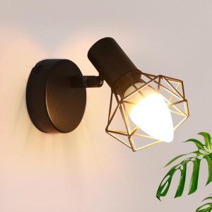Kal-Plafonnier 1 Spot Orientables - Noir Spot De Plafond E14 Réglable Vintage 1 Flamme Applique 350° Pour Couloir Bureau Chambre Salon Cuisine Max. 40w - Neuf