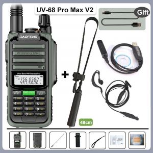 Baofeng UV-68 Pro Max V2 10W IP68 talkie-walkie étanche haute puissance CB jambon longue portée UV-S22 Pro V2 UV-98 Pro Radios portables - Type G-HD-48-Cable - Neuf