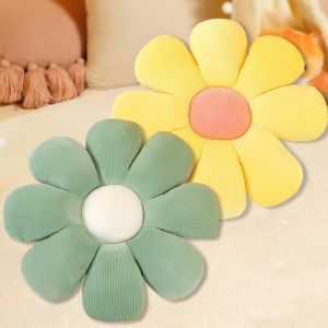 Eryi-Lot De 2 Coussins De Sol En Peluche En Forme De Fleur - Coussin En Peluche - Coussin De Canapé Douillet - Pour Chambre D'enfant, Maison, Canapé - 40 Cm X 40 Cm - Jaune + Vert - Neuf