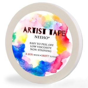 Chenquansarl-Ruban D'artiste Pour Dessin, Ruban De Masquage Blanc Sans Acide Pour Peinture À L'aquarelle, Cadre De Toile, 2 Cm De Large, 55,4 M De Long - Neuf