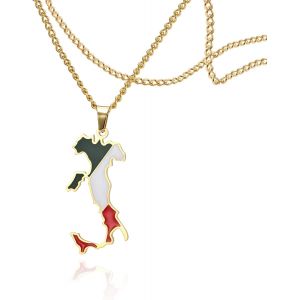Kal-Collier En Acier Inoxydable Avec Pendentif Carte De L'italie - Bijoux Personnalisés - Neuf